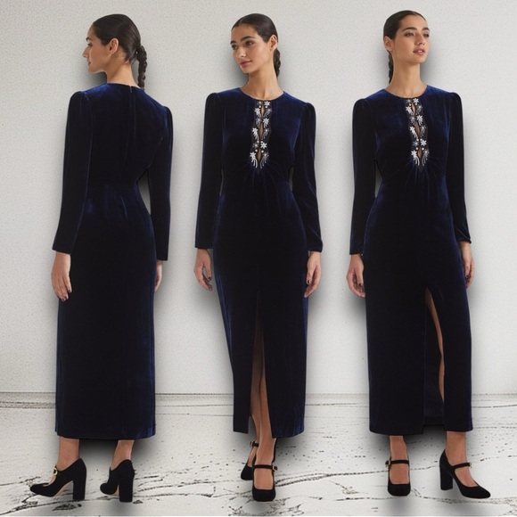 NWT SALONI Jinx C Dress in Navy Stars Embroidery Size 8 - Picture 16 of 17